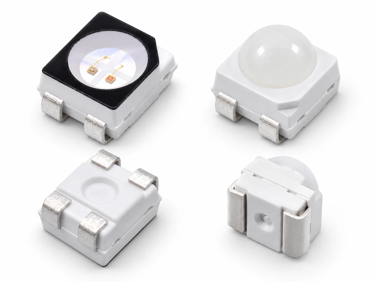 Comparison of 3528 LED face and dome variations on a board
