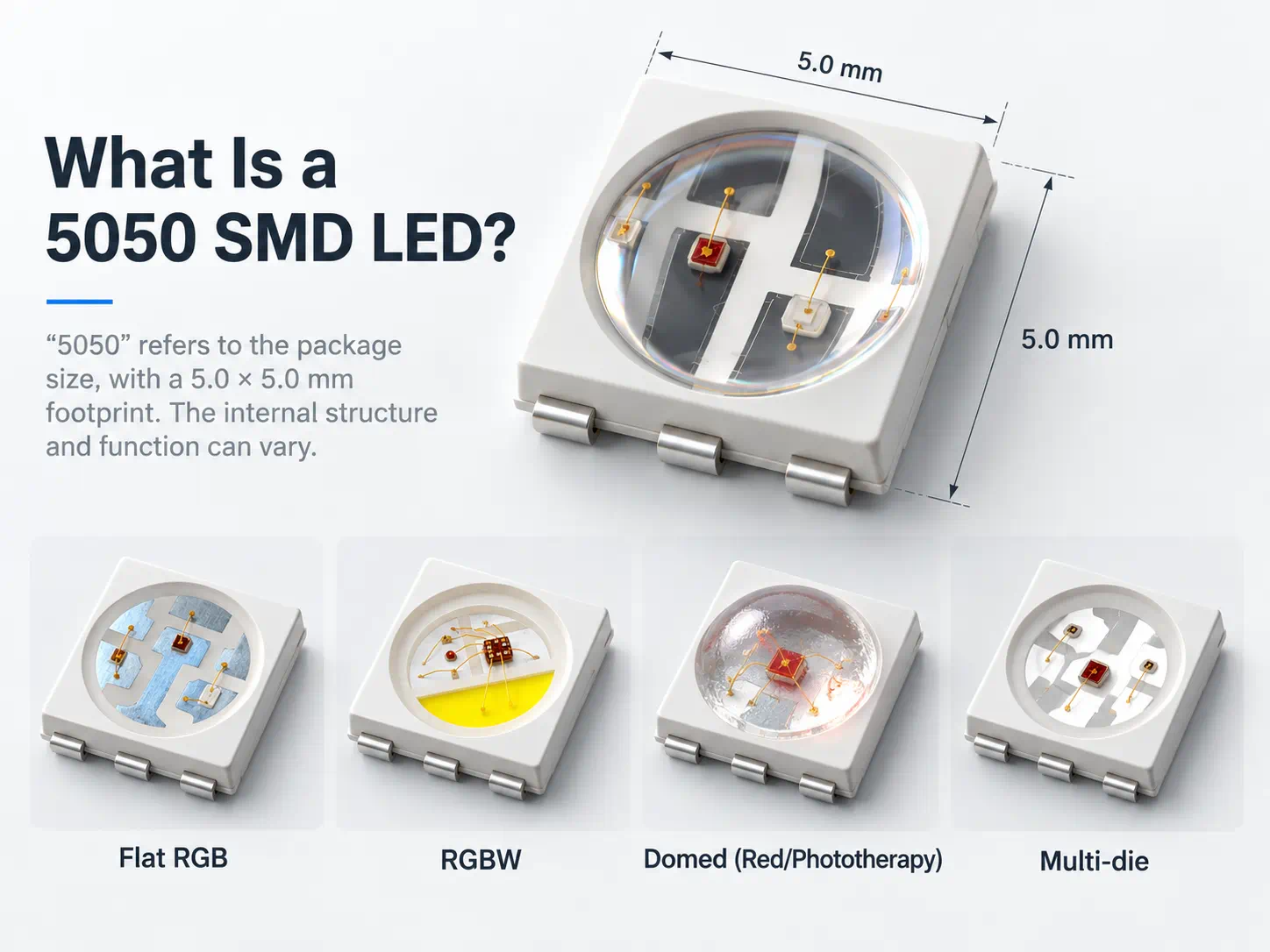 5050 SMD LED package format and dimensions